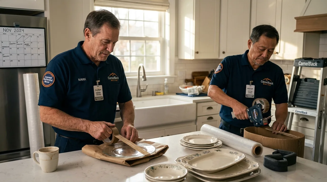 Professional crew packing kitchen dishware in Cloverport, KY